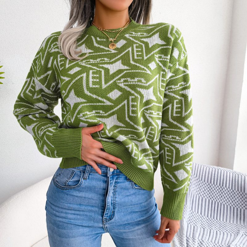 Casual Long Sleeve Knitted Sweater - Image 4