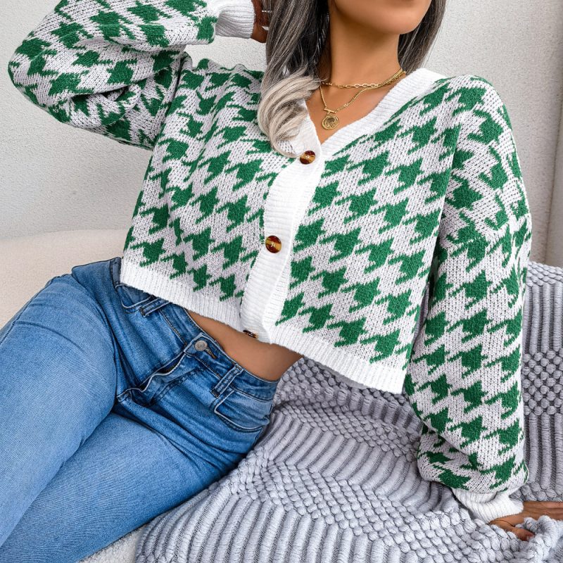 Stylish Houndstooth Cardigan for Women - Image 3