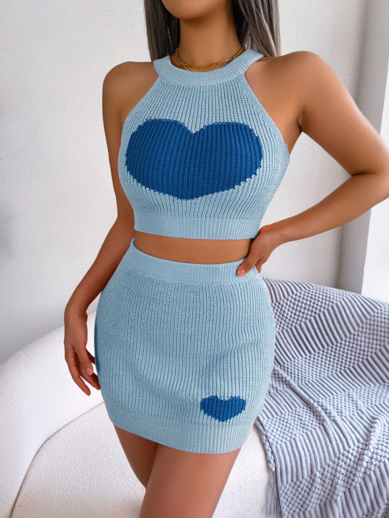 Contrast Color Cropped Top and Bag Hip Skirt Set - Image 7