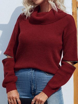 Chic Zipper Pullover Sweater for Women