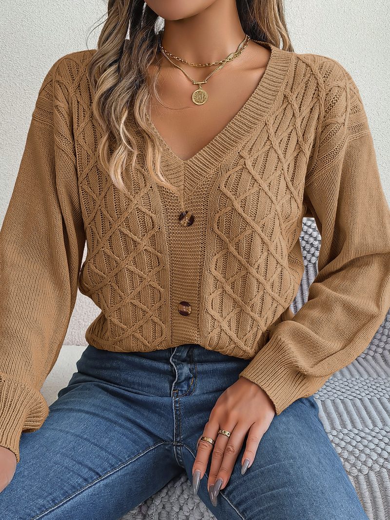 Button Twist Lantern Sleeve Sweater - Image 8