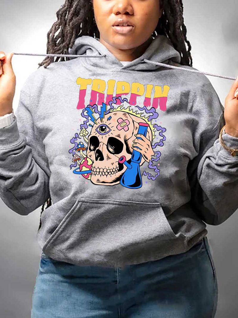 Hooded Sweater Autumn Winter Printing Hooded Casual Loose Halloween Sweater - Image 2