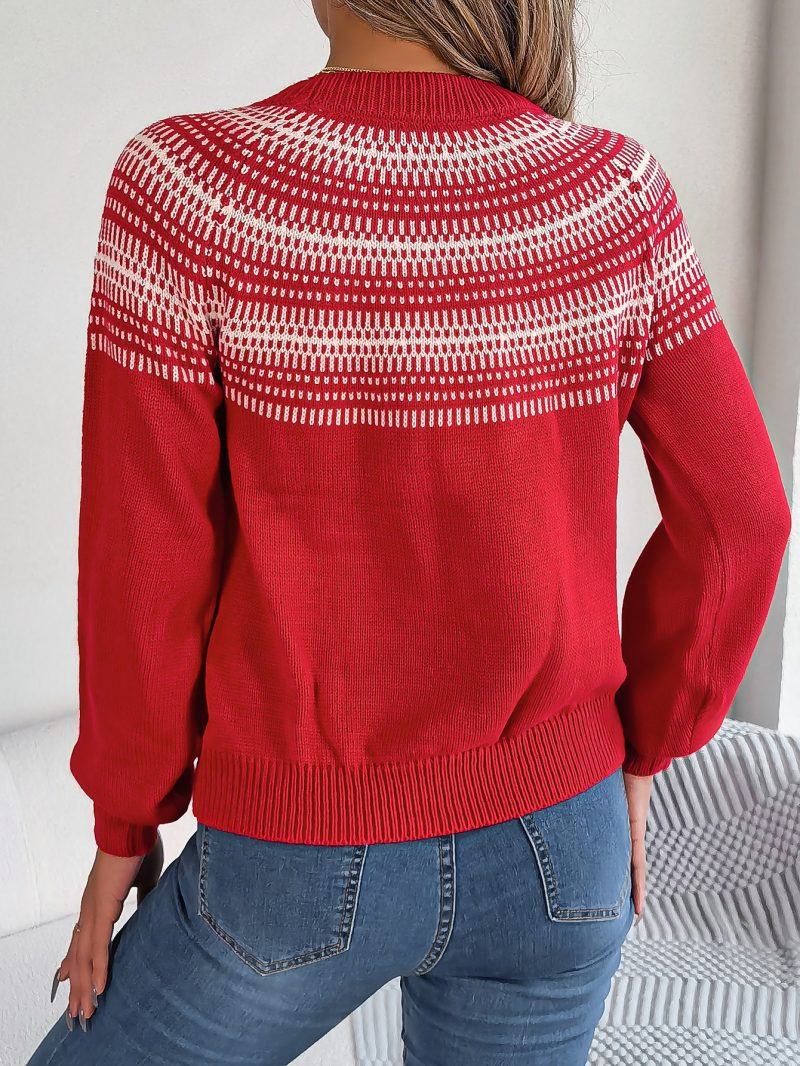 Retro Contrast Striped Pullover - Image 6