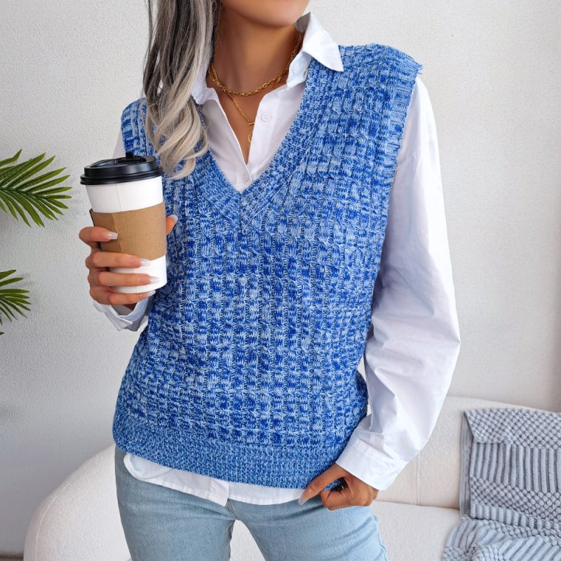 Color Twist V-Neck Sweater Vest - Image 8
