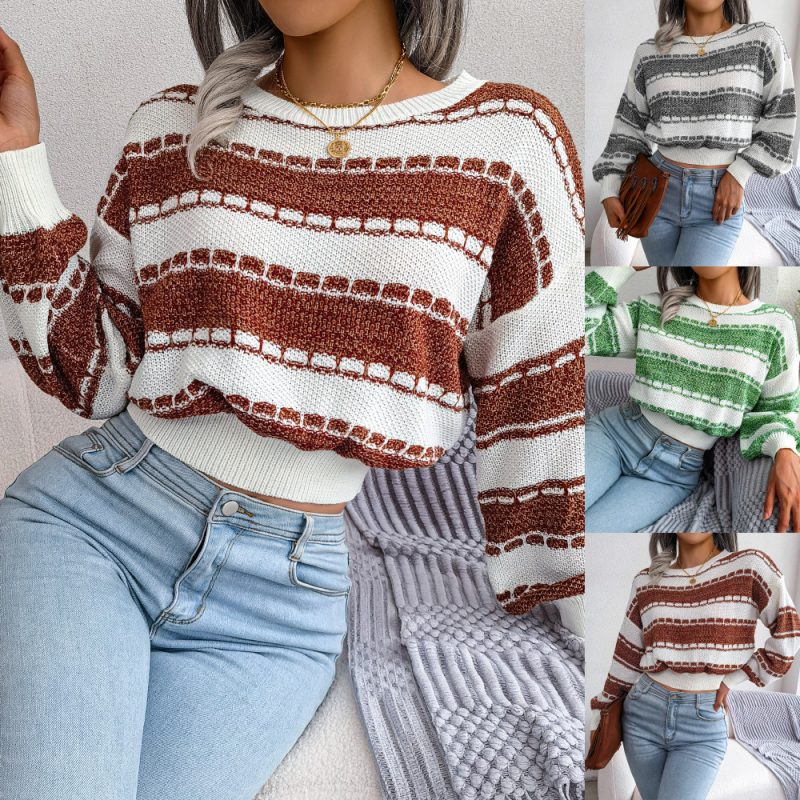 Color Contrast Long Sleeve autmn Sweater - Image 2
