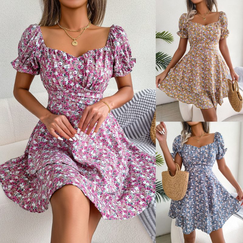 Floral Lace-Up Waist Dress - Summer Elegance - Image 5