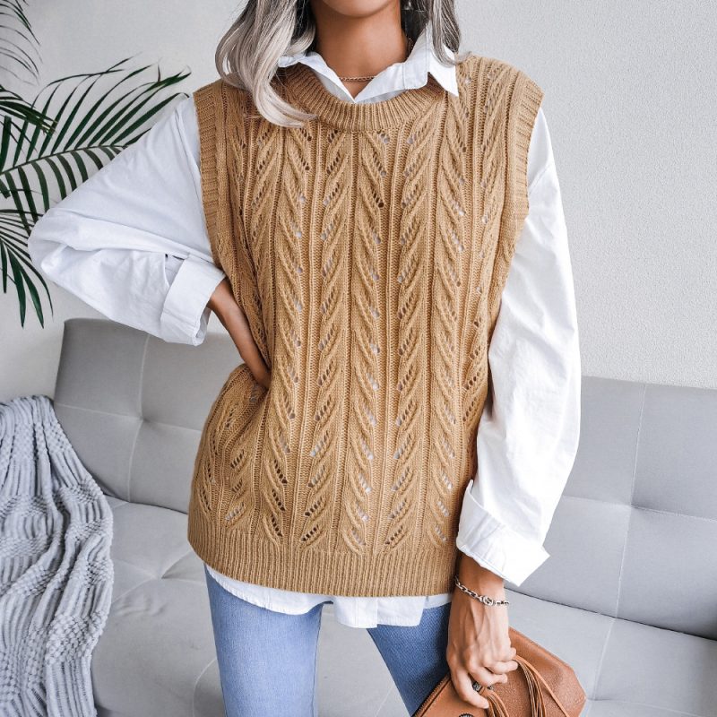Leaf Cutout Knit Vest - Image 7