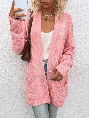 Stylish Mid-Length Twist Cardigan Sweater