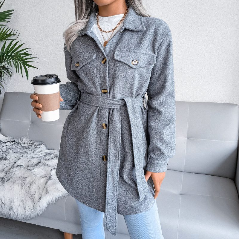 Single-Breasted Woolen Coat for Autumn - Image 4