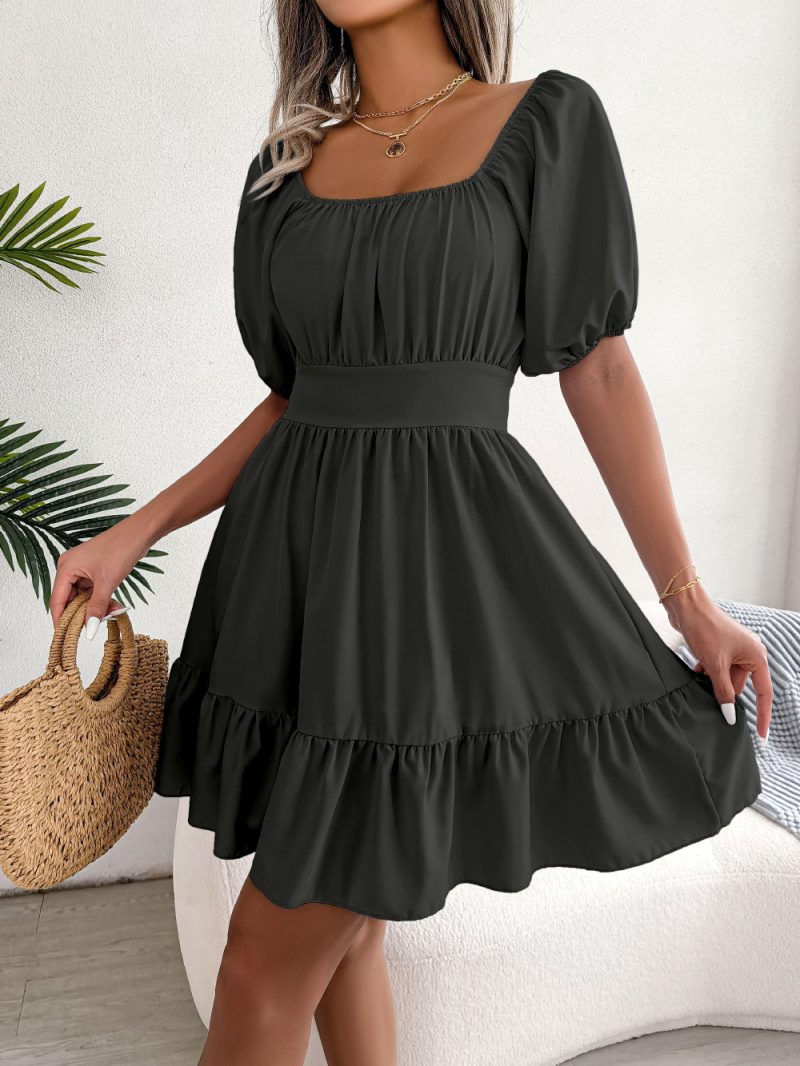 Backless Square Collar Swing Dress - Image 4