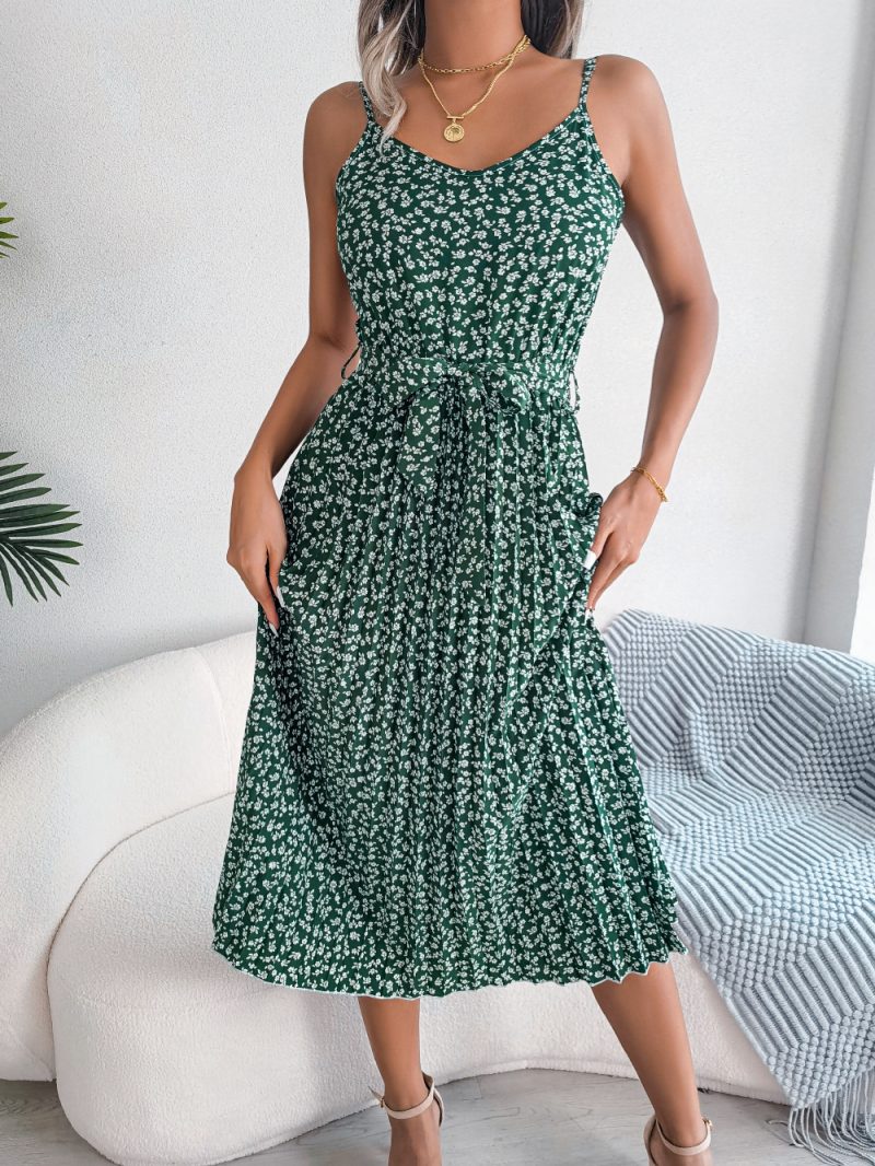 Floral Pleated Suspender Dress - Image 8