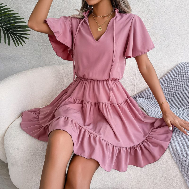 Flounced Ribbon A-Line Dress - Image 2