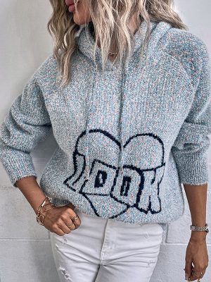 Letter Graphic Hooded Pullover Sweater