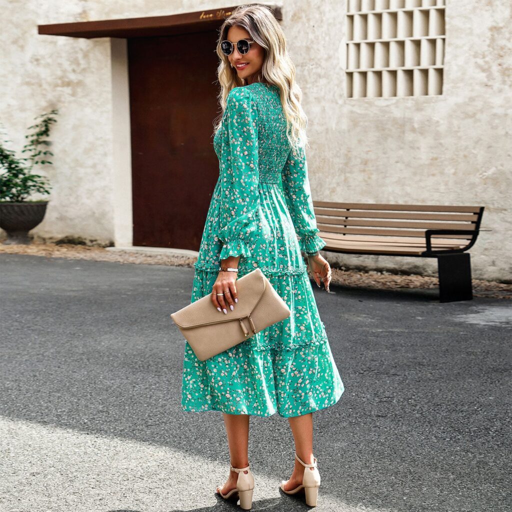 Elegant Autumn Floral Design Dress - Image 3