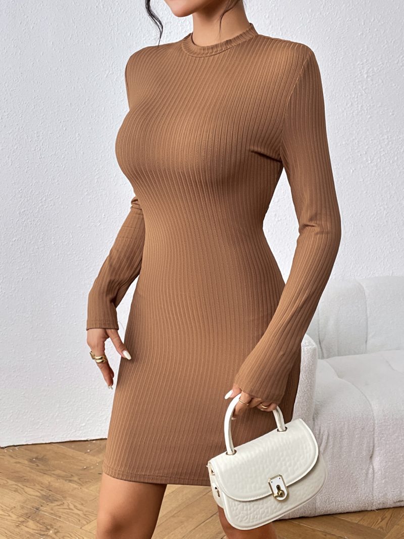 Backless Long Sleeve Knit Sheath Dress - Image 3