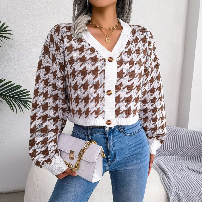 Stylish Houndstooth Cardigan for Women - Image 4