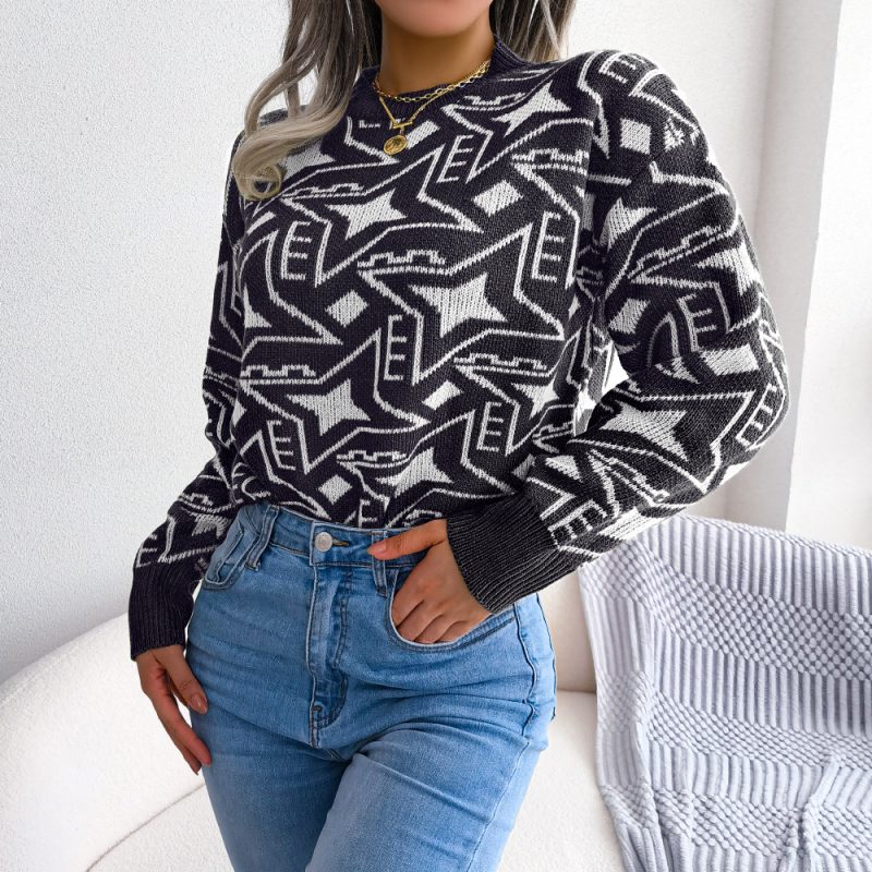 Casual Long Sleeve Knitted Sweater - Image 3