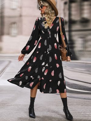 Autumn Winter Women Clothing Long Sleeve Dress