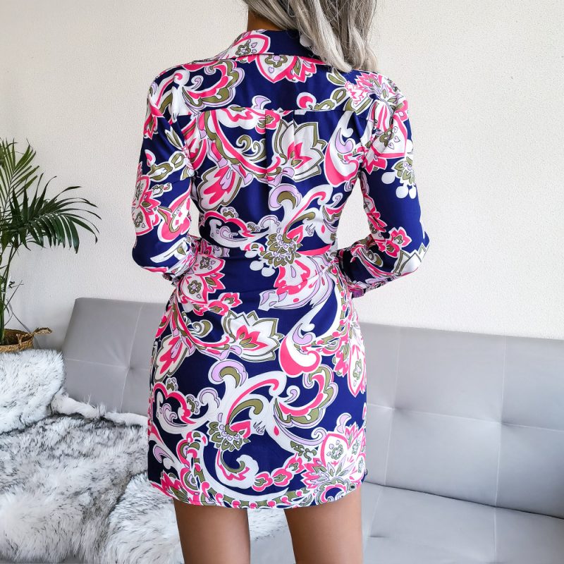 Printed Lace-Up Shirt Dress - Image 6