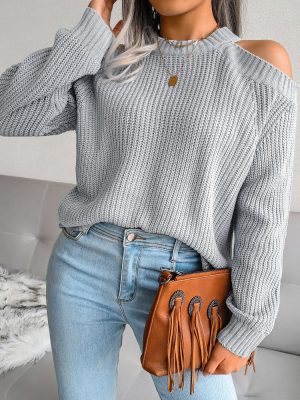 Off-Shoulder Loose Knit Sweater