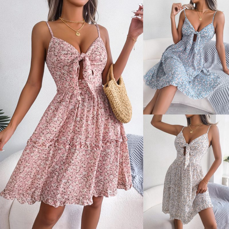 Floral V-Neck Ruffled Swing Dress - Image 5