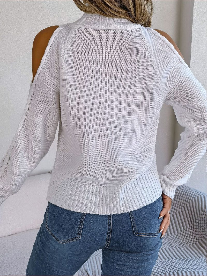 Off-Shoulder Turtleneck Knit Pullover - Image 5