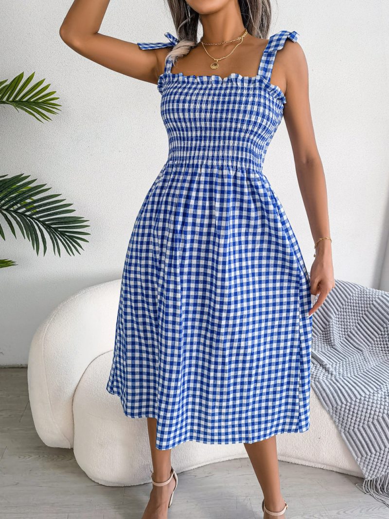 Chic Plaid Mid-Length Dress - Image 3