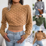3D Diamond Hollow Cutout Cropped Sweater - Image 2
