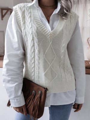 V-neck Twist Knit Vest