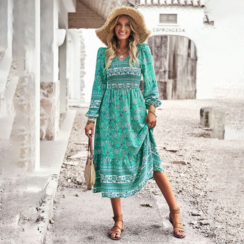 Bohemian V-neck Dress - Spring & Summer