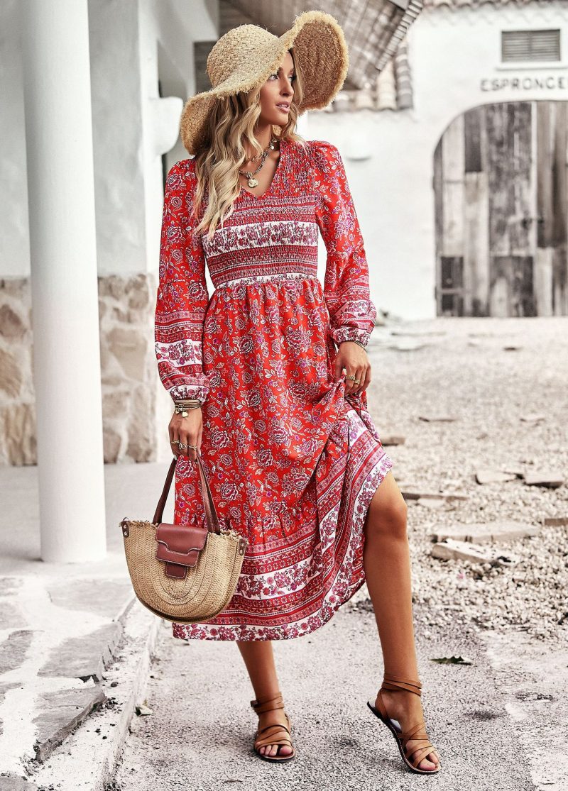 Bohemian V-neck Dress - Spring & Summer - Image 7