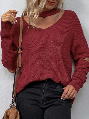 Women’s V-Neck Halter Zipper Knitwear