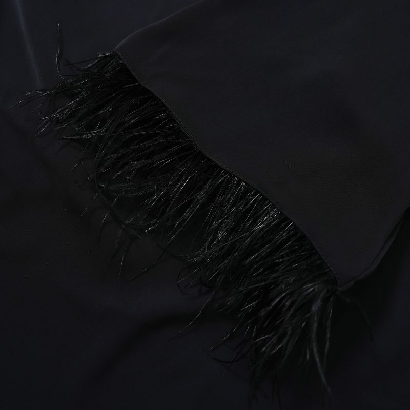 Women's Autumn Winter Furry Cuff Sheath Dress - Image 6