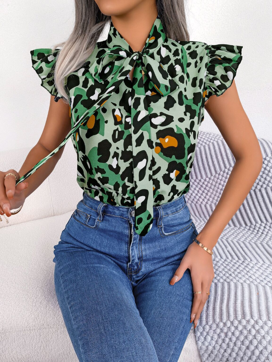 Casual Leopard Print Chiffon Blouse Top - Image 8