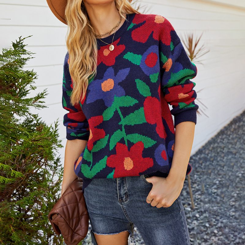 Sunflower Jacquard Sweater Women - Image 2