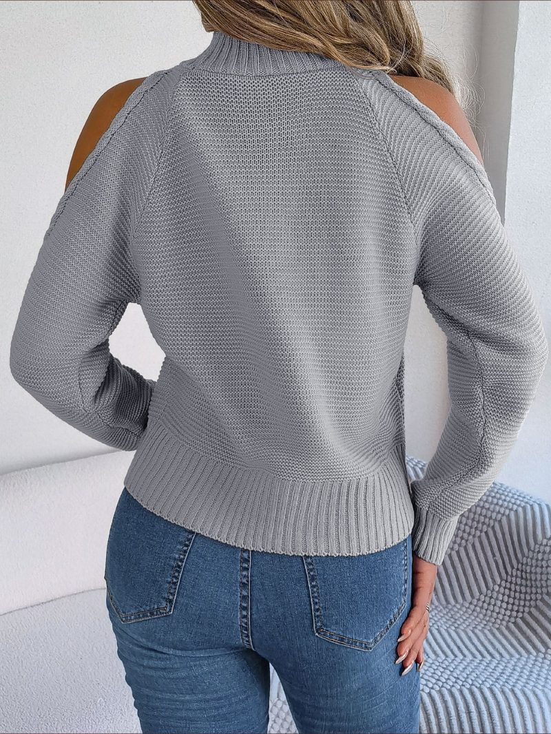 Off-Shoulder Turtleneck Knit Pullover - Image 8
