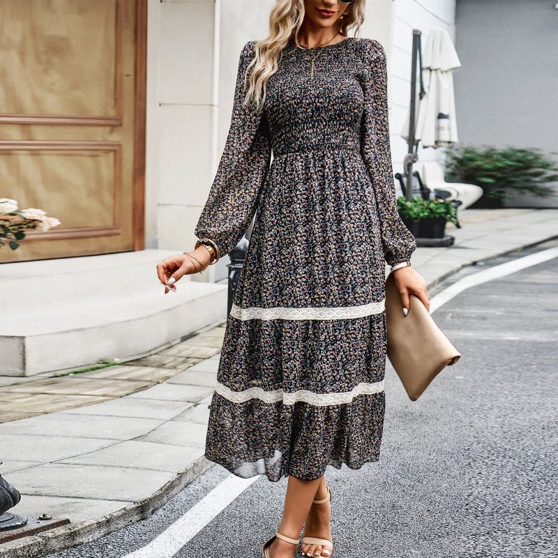 Elegant Round Neck Dress - Autumn/Winter - Image 2