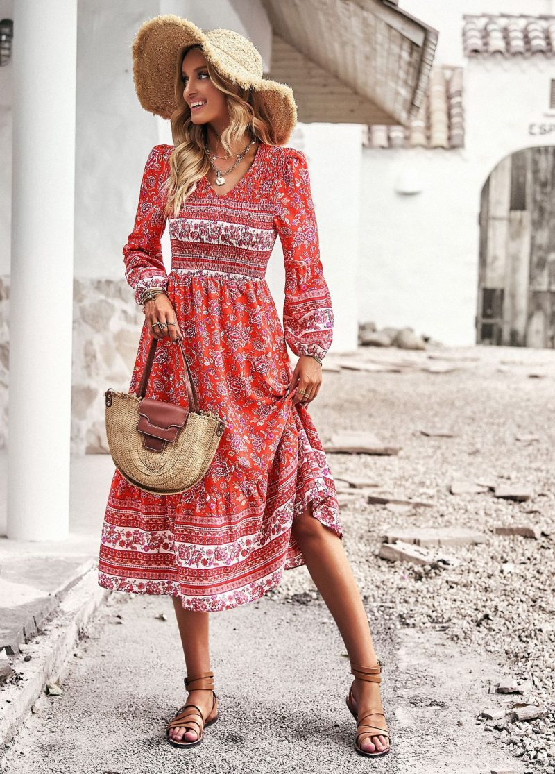 Bohemian V-neck Dress - Spring & Summer - Image 9
