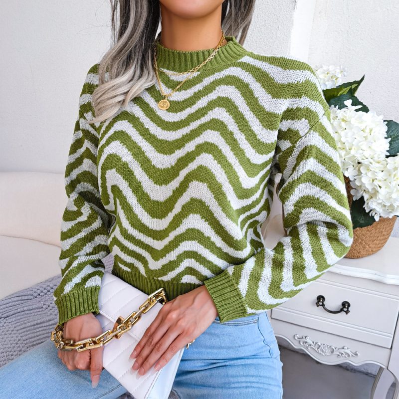 Striped Long Sleeve Knitted Sweater - Image 2