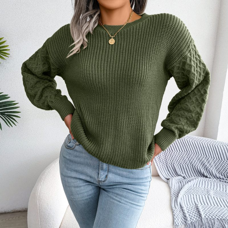 Cozy Knitted Lantern Sleeve Sweater - Image 7