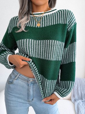 Striped Long Sleeve Knitted Sweater