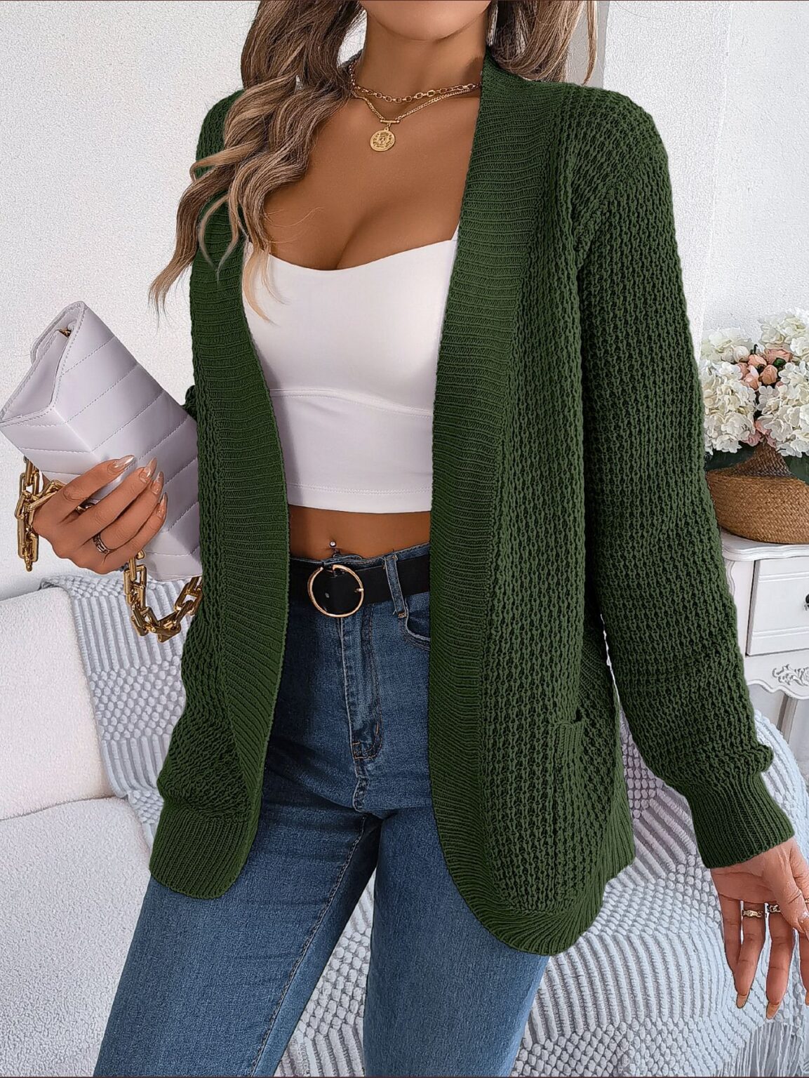 Long Sleeve Knit Sweater Cardigan - Image 4