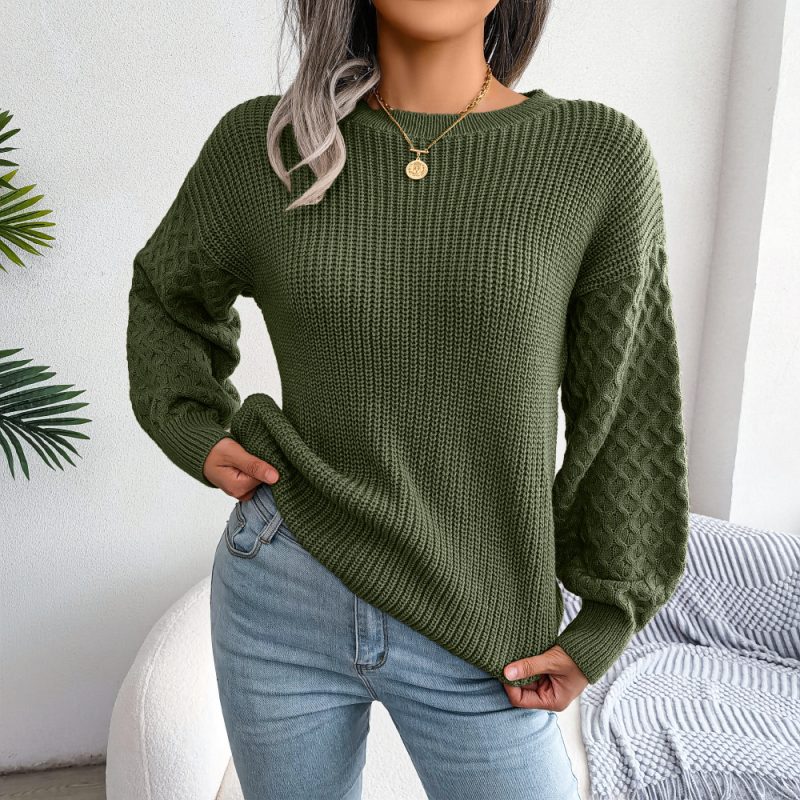 Cozy Knitted Lantern Sleeve Sweater - Image 4