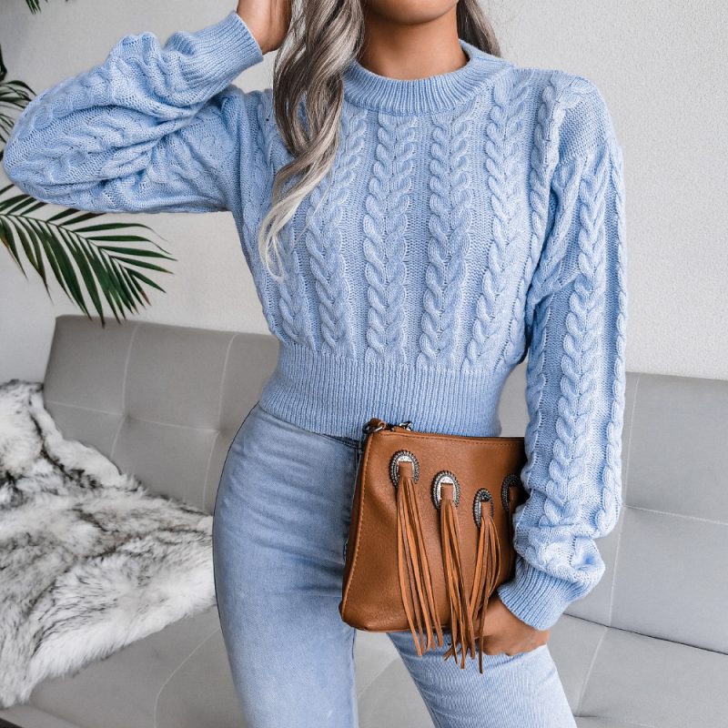 Twist Waist Cropped Sweater - Image 11