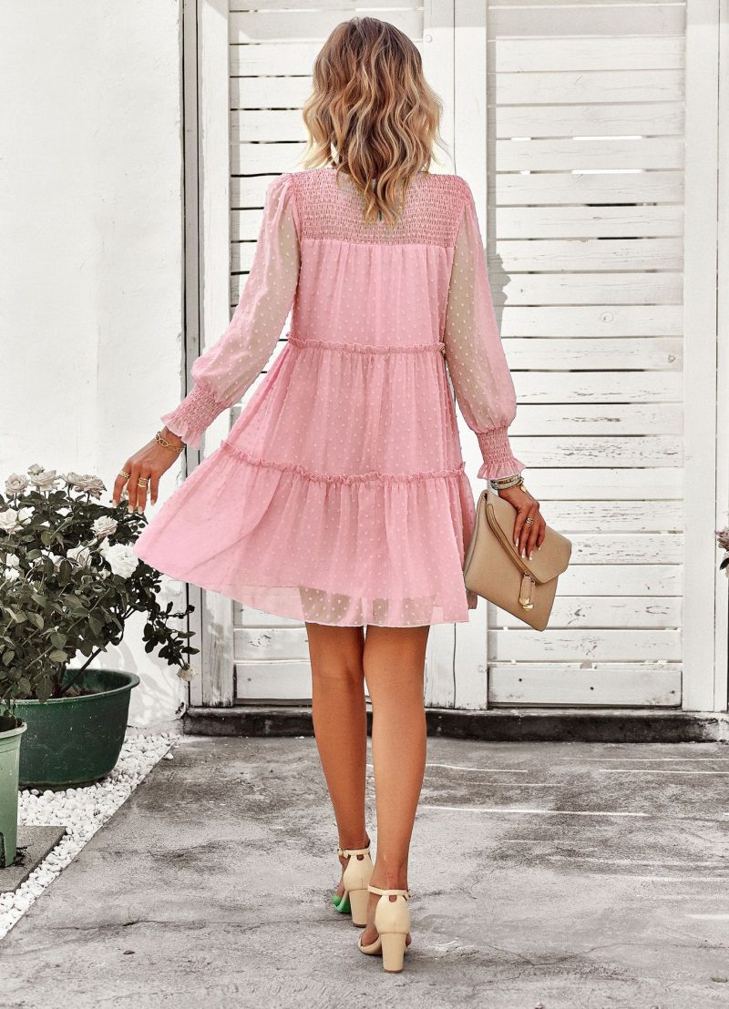 Crew Neck Short Jacquard Dress - Image 6
