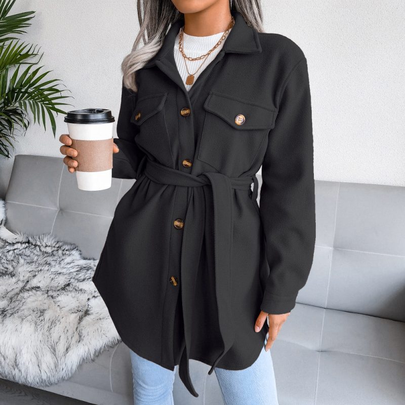 Single-Breasted Woolen Coat for Autumn - Image 3