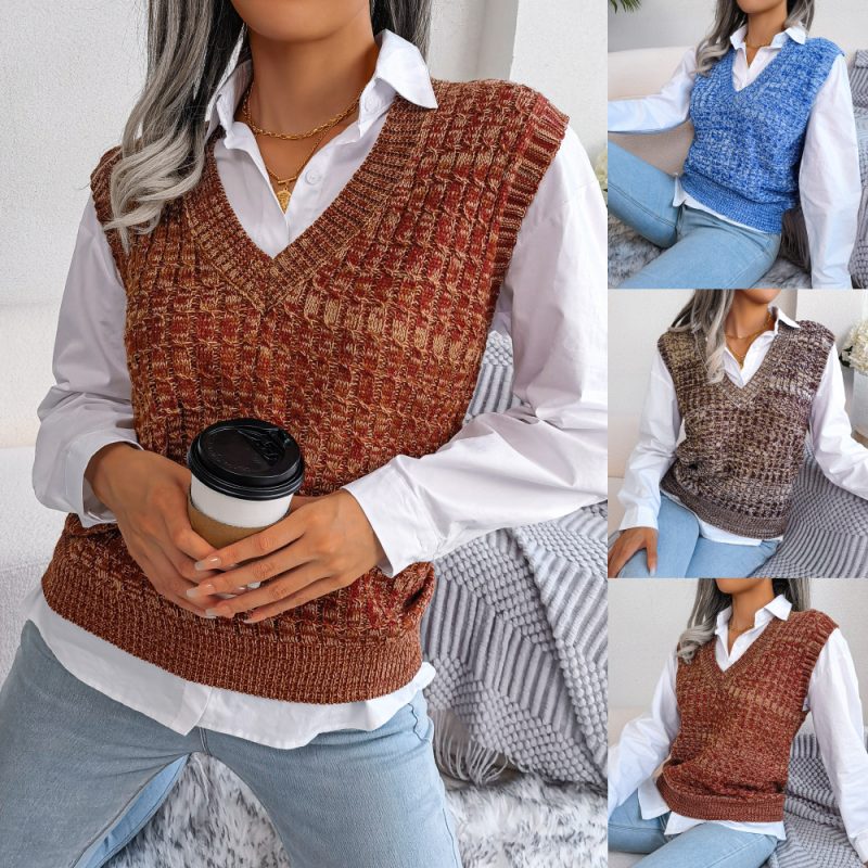 Color Twist V-Neck Sweater Vest - Image 4