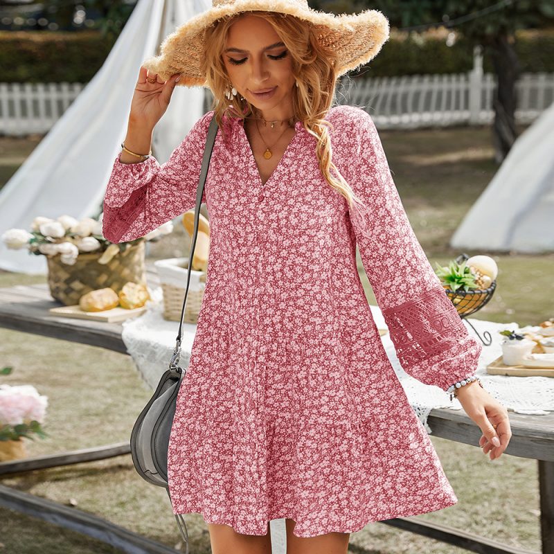 Lace Stitching Babydoll Dress - Summer - Image 3