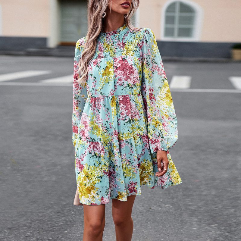 Autumn Elegant Long Sleeve Printed Dress