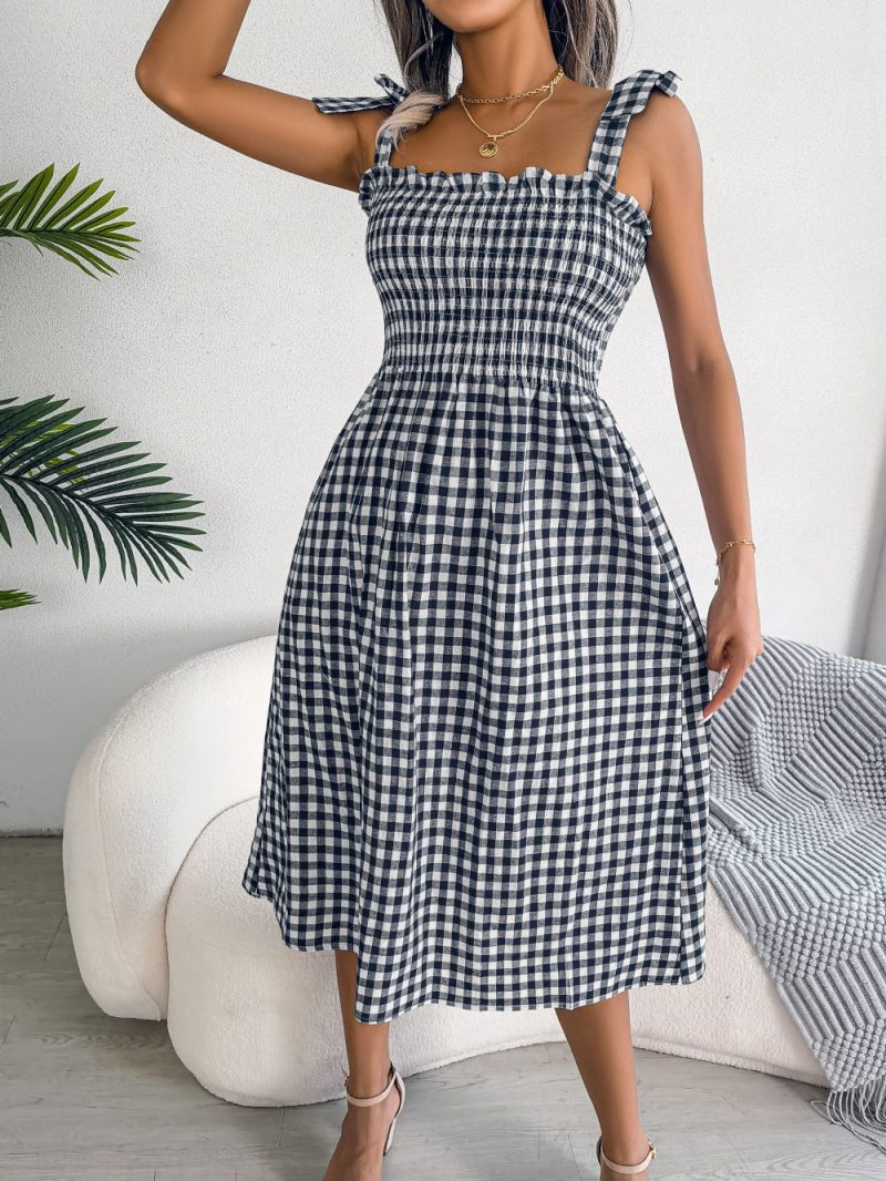 Chic Plaid Mid-Length Dress - Image 4